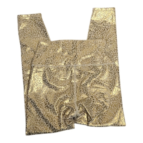 CARBON38 gold metallic leopard high rise athletic‎ 7/8 legging M - Picture 4 of 10